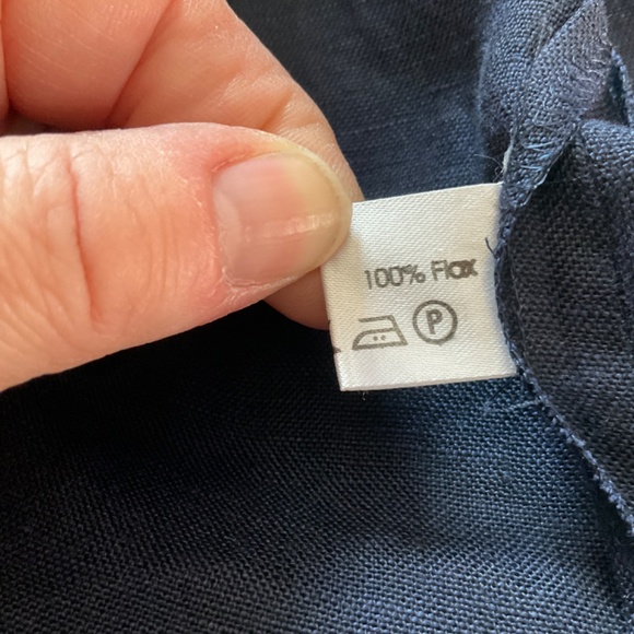 Luisa Spagnoli short sleeve linen top, blue, medium - Picture 6 of 11